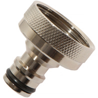 Przyłącze na krany z gwintem 1 cal z wyjściem na szybkozłączkę - mosiądz niklowany