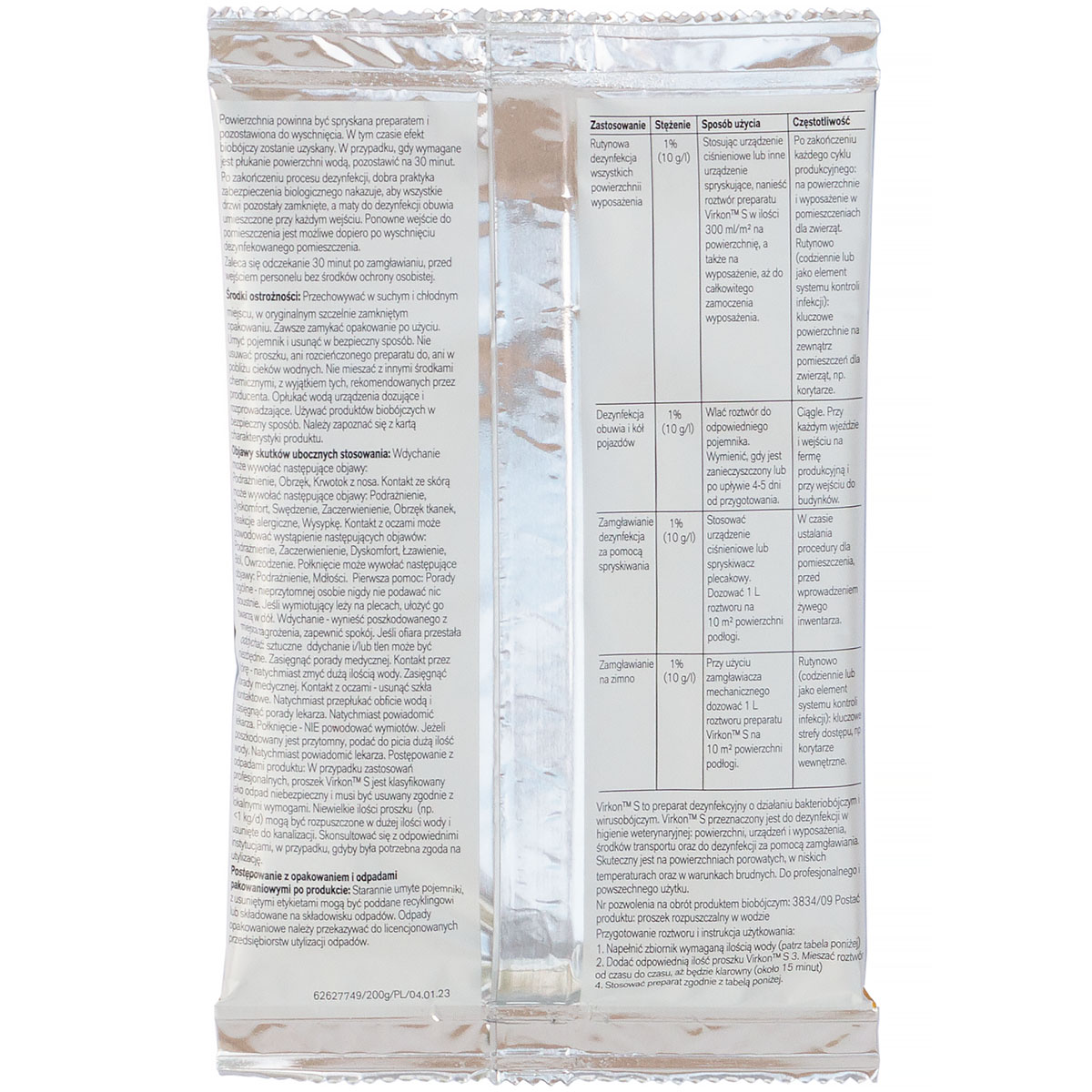 Virkon S 200 g uniwersalny preparat do dezynfekcji zwalcza ASF i ptasią grypę