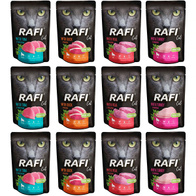 Mokra karma dla kota Rafi MIX kaczka, indyk, tuńczyk, cielęcina 12 x 100 g