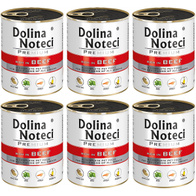 Mokra karma dla psa Dolina Noteci Premium wołowina zestaw w puszkach 6 x 800 g