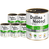 Mokra karma dla psa Dolina Noteci Premium dziczyzna zestaw w puszkach 6 x 800 g