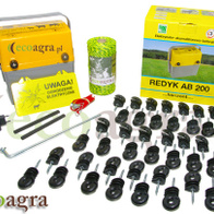 Pastuch elektryczny uniwersalny zestaw ogrodzenia z plecionką FLUO