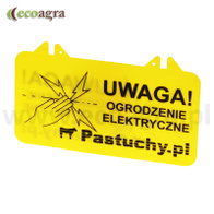 Żółta tabliczka ostrzegawcza uwaga pastuch 10 szt.