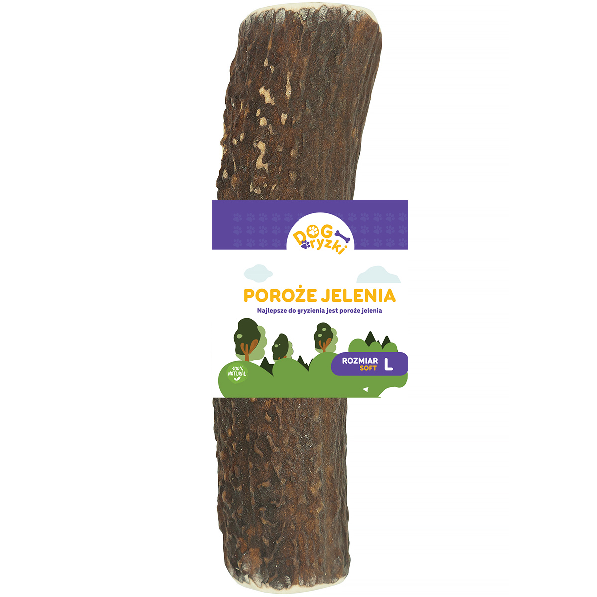 Naturalny gryzak z poroża jelenia dla psa DOGRYZKI L Premium soft