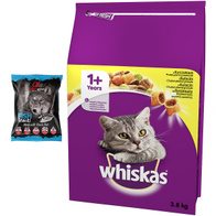 Sucha karma dla kota Whiskas z kurczakiem 3,8 kg dorosły kot  + gratis