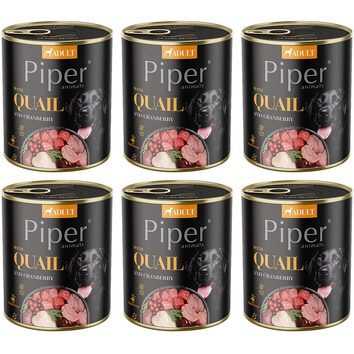 Mokra karma dla psa Piper z przepiórką zestaw w puszkach 6 x 800 g