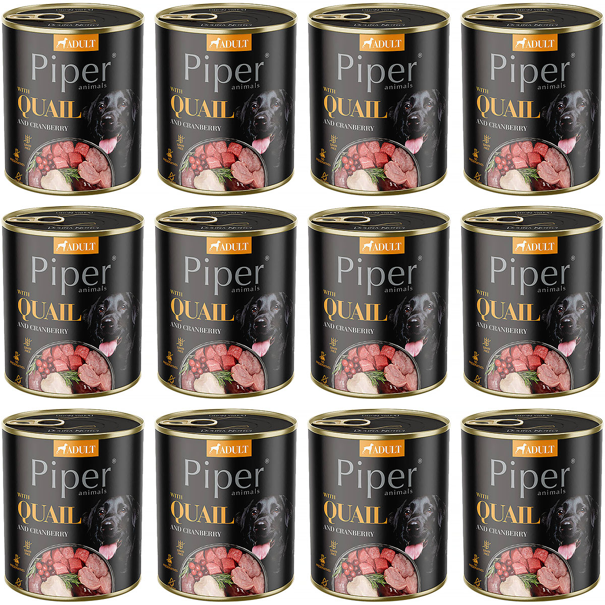 Mokra karma dla psa Piper z przepiórką zestaw w puszkach 12 x 800 g