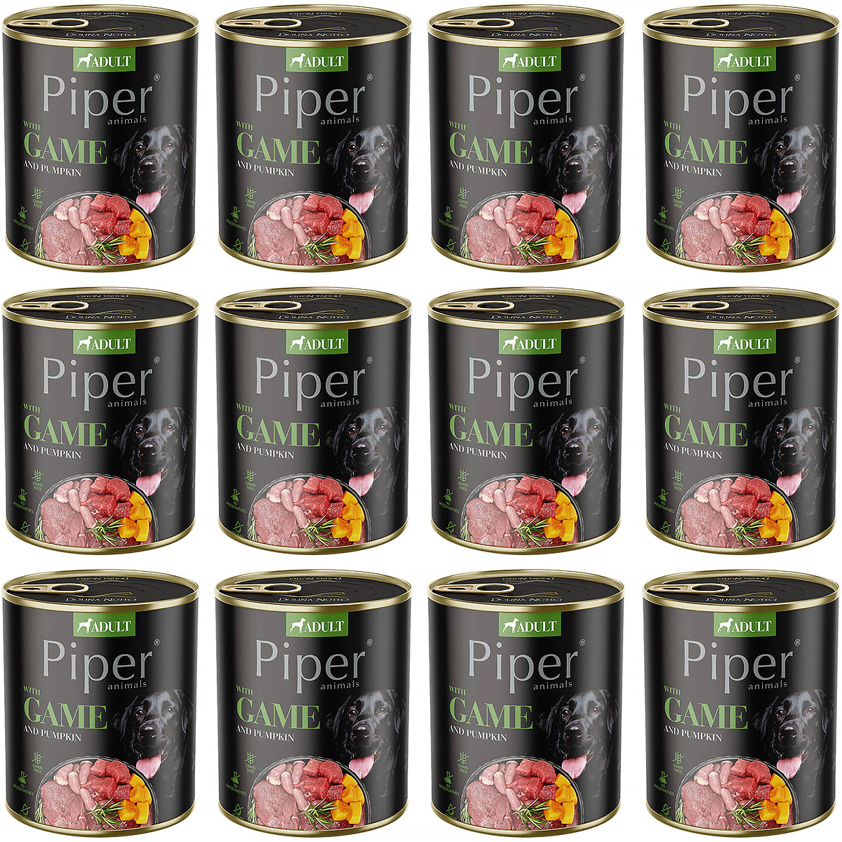 Mokra karma dla psa Piper z dziczyzną i dynią zestaw w puszkach 12 x 800 g