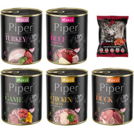 Mokra karma dla psa Piper mix 5 smaków 20 x 800 g + gratis