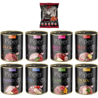 Mokra karma dla psa Piper mix 8 smaków 24 x 800 g + gratis