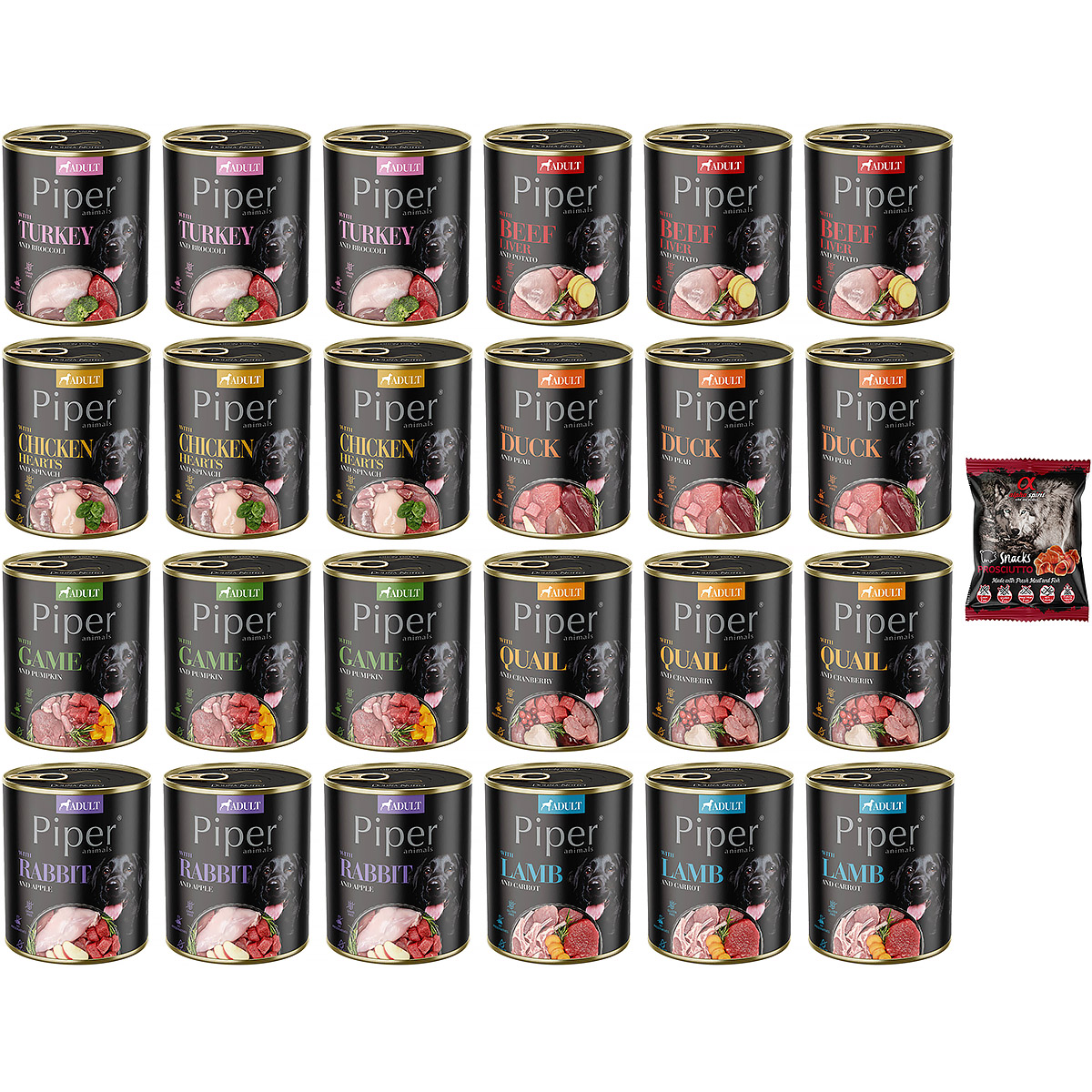 Mokra karma dla psa Piper mix smaków zestaw bez ryb w puszkach  24 x 800 g 