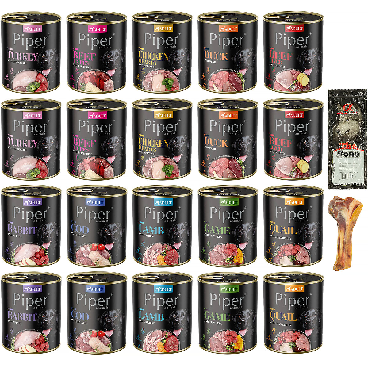 Mokra karma dla psa Piper mix smaków zestaw 20 x 800 g + gratis