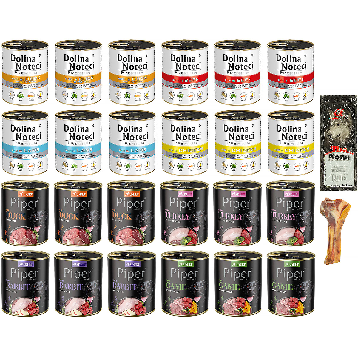 Mokra karma dla psa Dolina Noteci Piper mix smaków zestaw 24 x 800 + gratis