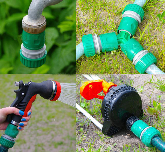 Zestaw zraszający z dyszą 4 elementy na wąż 1/2 lub 5/8 cala